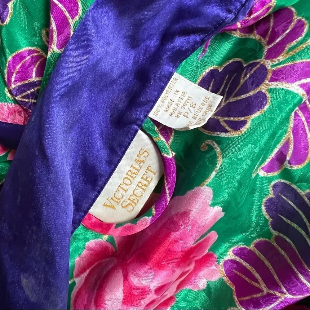 Vintage Victoria’s Secret Gold Label Multicolor Fringe Belted Kimono Robe